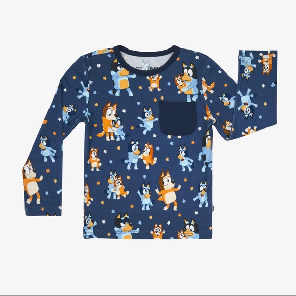 Bluey & Dingo Dance Party Little Sleepies Play Long Sleeve  T-Shirt NEW NIB - Picture 2 of 3